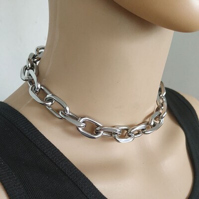 SHIXIN Punk Exaggerated Heavy Metal Big Thick Chain Choker N