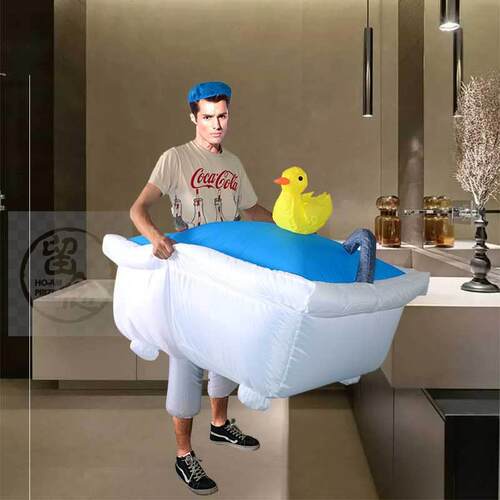 。Bath Tub Inflat clothing walking cartoon puppet performanc