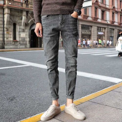 White Summer Thin High-end tendy Jeans Mens Stetch Slim-fit