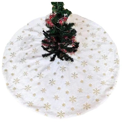 Christmas Tree Skirt Faux Fur Trees Skirts Base Cover Carpet