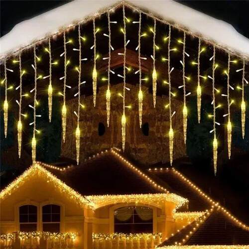 LED Curtain Icicle String Lights Christmas Garland Waterfall