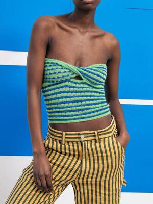 Striped Knitted Tube Camis Top Women Off Shoulder Summer Sex