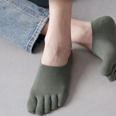 2pairs Man Women Slipper Toe Socks Mesh Hollow No Show Socks