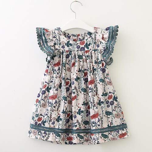 2023 New Summer Girls Dress Korean Strap Plaid Casual Sleev
