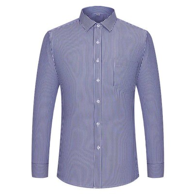 Men Formal Shirt Long Sleeve Office Solid Color Striped Anti