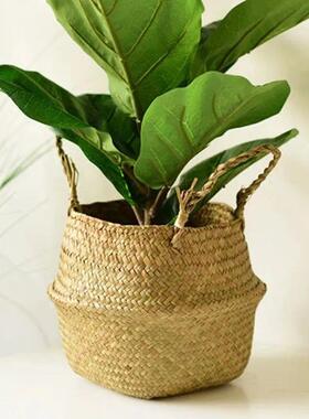 Wicker Basket Toy Organizer Folding Rattan Seagrass Storage