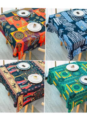 餐桌布 Tablecloth printed cotton linen table cloth rectangle