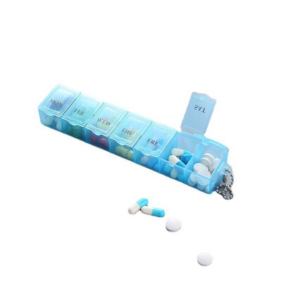 Mini portable rectangular medicine box with seven day stars