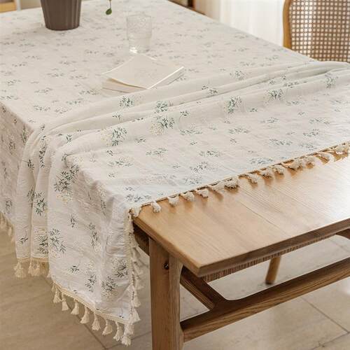 Korean Style Small Daisy Cotton Floral Tablecloth,Tea Table