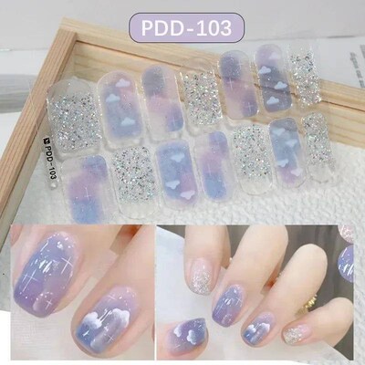 1PC Gel Nail Sticker Patch Slider Flower Gradient Color Back