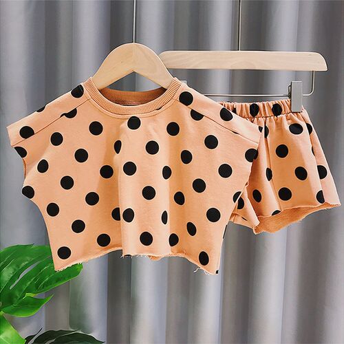 Summer kids girls clothes outfits sets baby polka dot loose