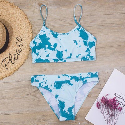 3-14Y Kid Girl Swimwear Falbala Two Pieces Girl Bikini Set B