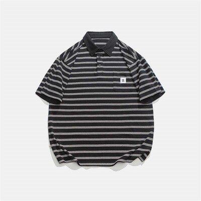 ATN Mens Wear  Summer Vintage Striped Casual POLO Shirt Sh