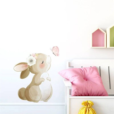 Cartoon Rabbit Butterfly Wall er Kids Room Background Home D