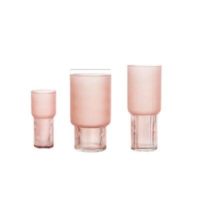 Creative Simple Nordic Ins Wind Glass Vase, Pink Frosted