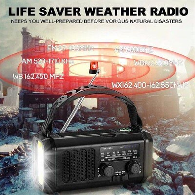FFYY-Emergency Weather Radio Hand-Cranked Solar Radio