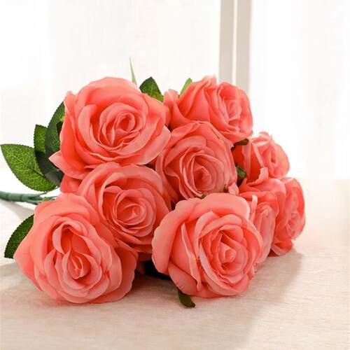 hot 10pcs 55cm artificial flowers foam rose bouquet