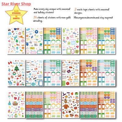 660pcs Seasonal Planner Stickers DIY Scrapbooking Handbook
