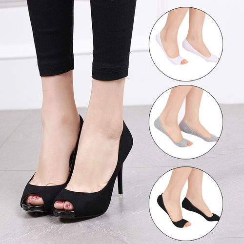 Women Girl Summer Solid Cotton Thin Open Toe Boat Socks Low