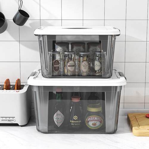 Large Transparent plastic storage box front open Toy clothes