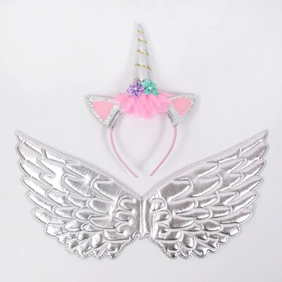 Unicorn Headband Fairy Angel Wings Kids Gift Girls Rainbow U
