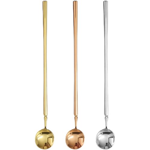 长柄搅拌勺子加长金色30不锈钢牛奶甜品勺咖啡勺韩式搅拌棒长勺