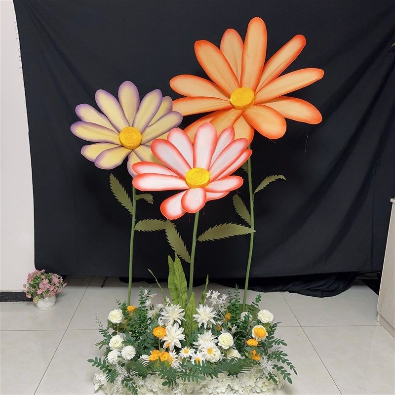 婚庆雏菊手工纸花泡沫花橱窗装饰场景道具商场美陈布置婚礼路引花