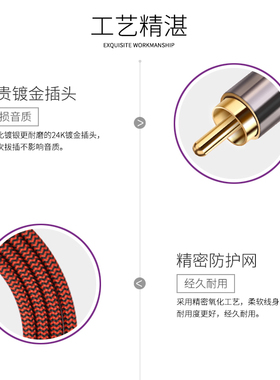 发烧2RC转2卡农公  2卡龙莲花转卡侬公功放音响调音台连接线