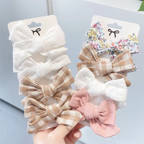 4Pcs/Set Fashion Sweet Hair Clips PU Hair Bows For Cute Girl