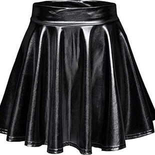 Laser glossy large swing short skirt镭射亮面表演服大摆短裙女