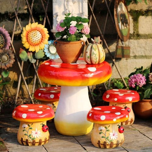 蘑菇桌椅幼儿园花园草坪小区摆件创意庭院园林景观装饰品花架