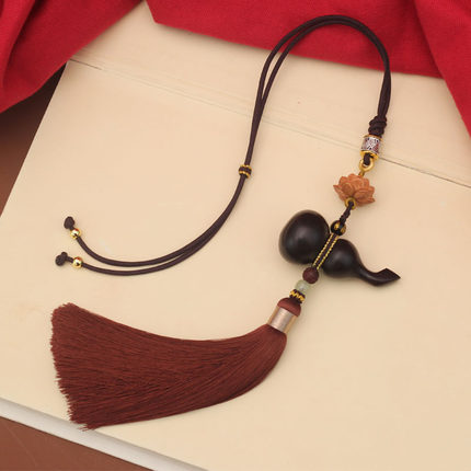 汽车挂件内车吊饰高档黑檀葫芦桃木车载后视镜吊坠挂饰平安男手工