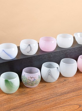 国风琉璃单杯国潮琉璃主人杯白色琉璃主人杯功夫茶具品茗杯彩色