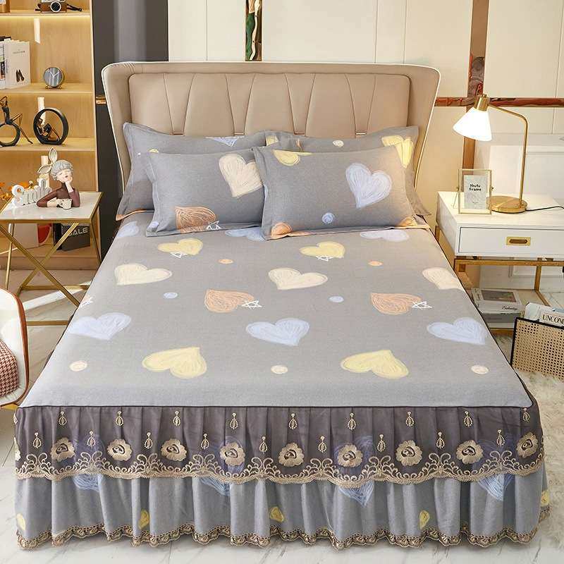 韩版公主风磨毛单床裙加厚涤棉印花床垫保护罩床上用品南通家纺,3C数码配件,其它配件,淘宝优惠券,粉丝福利购,淘宝优惠卷
