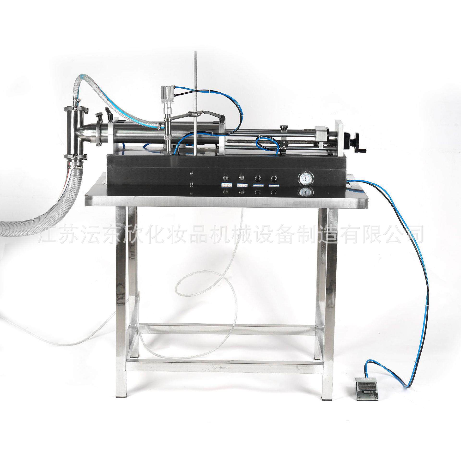卧式气动液体灌装机单头液体化妆品爽肤水消毒液灌装定量分装机