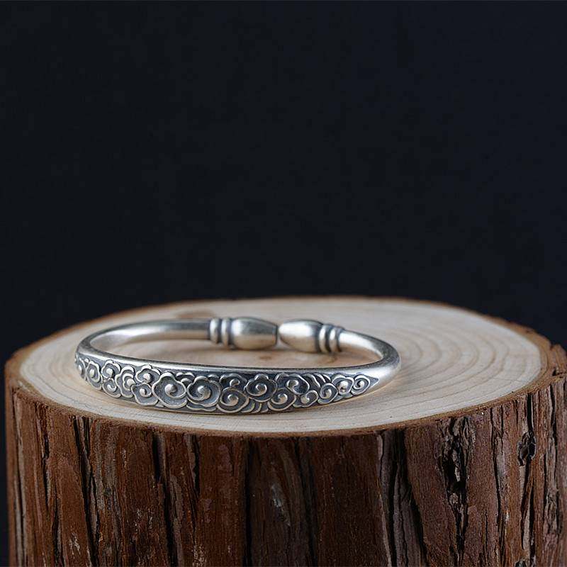 金鹿王 S990足银手镯复古做旧民族风女款祥云实心圆头开口手环,饰品/流行首饰/时尚饰品新,银饰手镯,淘宝优惠券,粉丝福利购,淘宝优惠卷