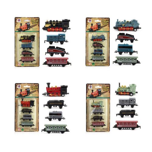 Diecast 1:60 Alloy Toy Car Vehicles Retro Steam Train Carrin