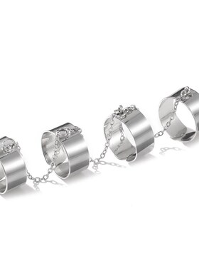 Hip hop Chain Punk Open joint Rings Index Finger Ring set潮