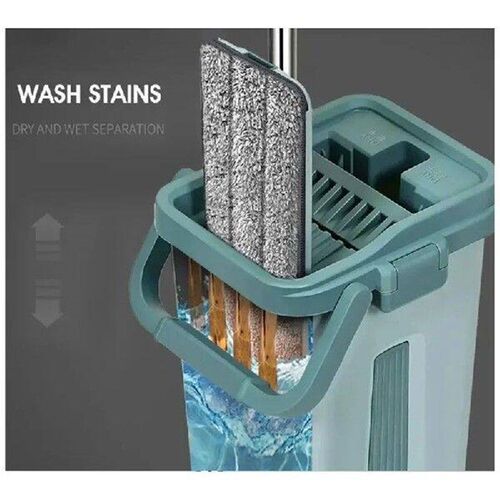 SOFT-Flat Squeeze Mop With Bucket Hand Free Wringing Floor