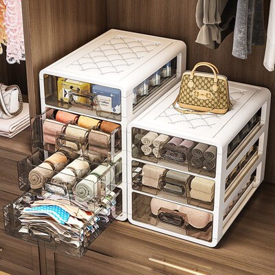 Underwear storage box drawer style socks plastic organizing