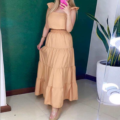 Womens Summer Fresh Sweet Short Vest High Waist Heap Skirt