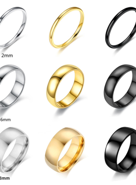 2/4/6/8/12/MM Fashion Stainless Steel Ring Wholesale Laser
