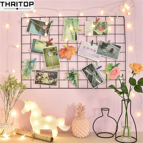 grid photo wall shelving room dormitory bedroom decoration