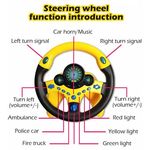 Kids Electric Simulation Steering Wheel Toy With Light And S