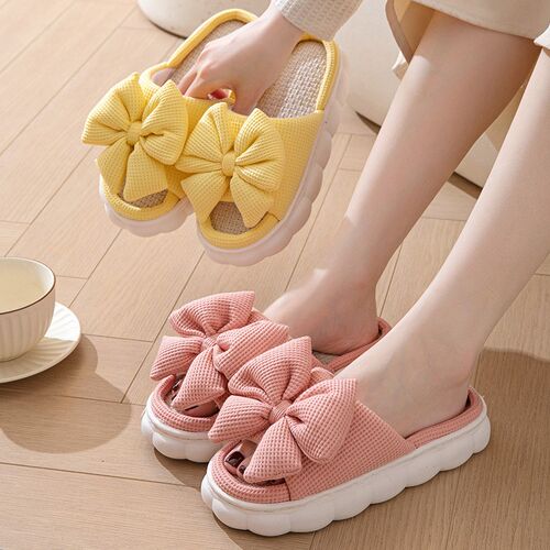 Pure Solid Bow Thick Bottom Korean Style Sweet Four Seasons