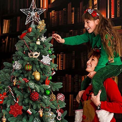 Christmas Tree Top Silver Star Decoration Christmas Tree Orn