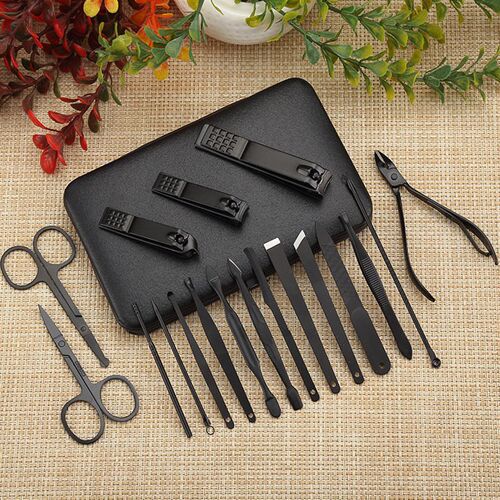 Black Knight 18-piece Nail Clippers Pedicure Suit Black Diam