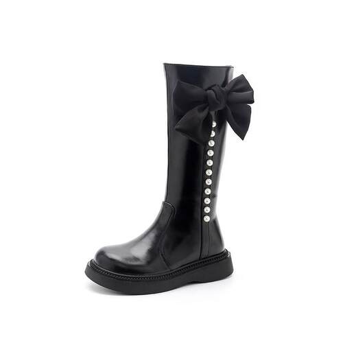 Girls Leather Boots Childrens 2025 Long Barrel High Boots P