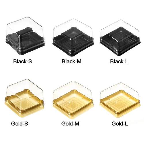 50pcs Plastic Square Moon Cake Boxes Egg-Yolk Puff Container