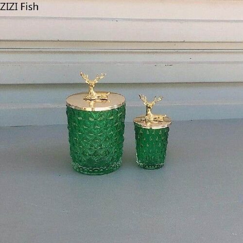 European Style Glass Elk Storage Jar Toothpick Cotton Swab
